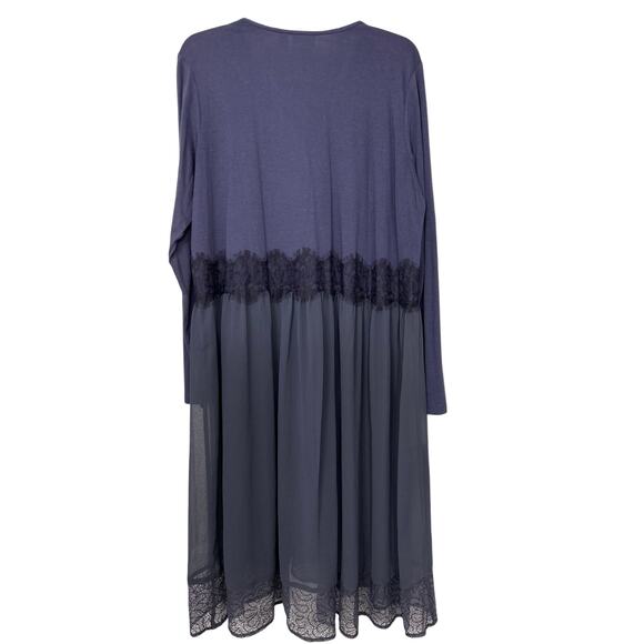 Logo Purple Lace Sheer Long Duster Cardigan Top Large New Whimsical Fairycore - Picture 3 of 16